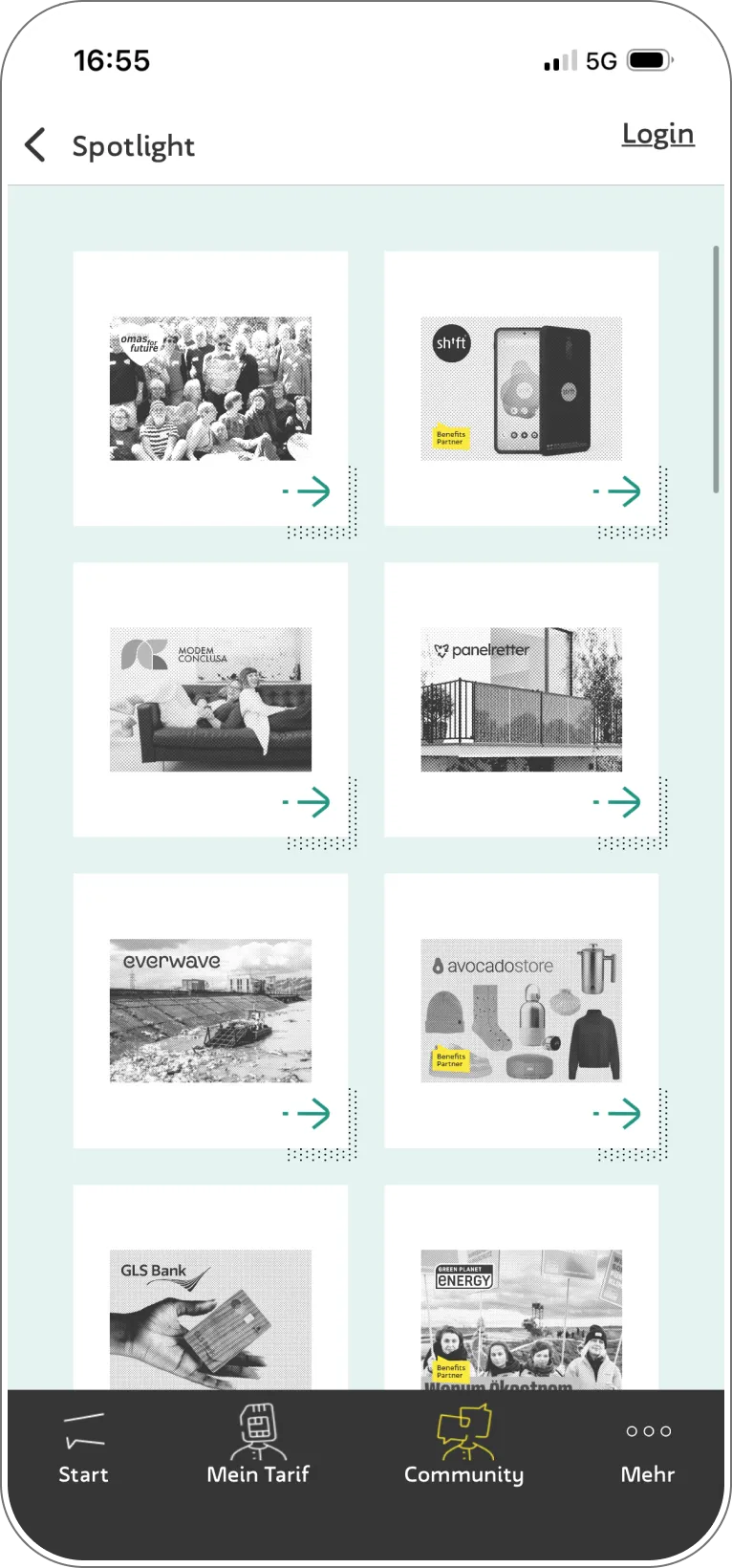 Spotlight-Übersicht mit kuratierten Karten und Beiträgen.